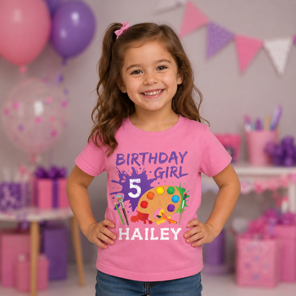Artist Girl Personalized Hot Pink T-shirt